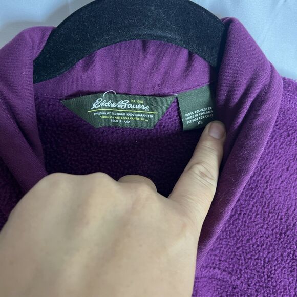 Eddie Bauer POLARTEC Burgandy and Brown Full Zip Front Fleece Jacket Wms X Large - Picture 3 of 11